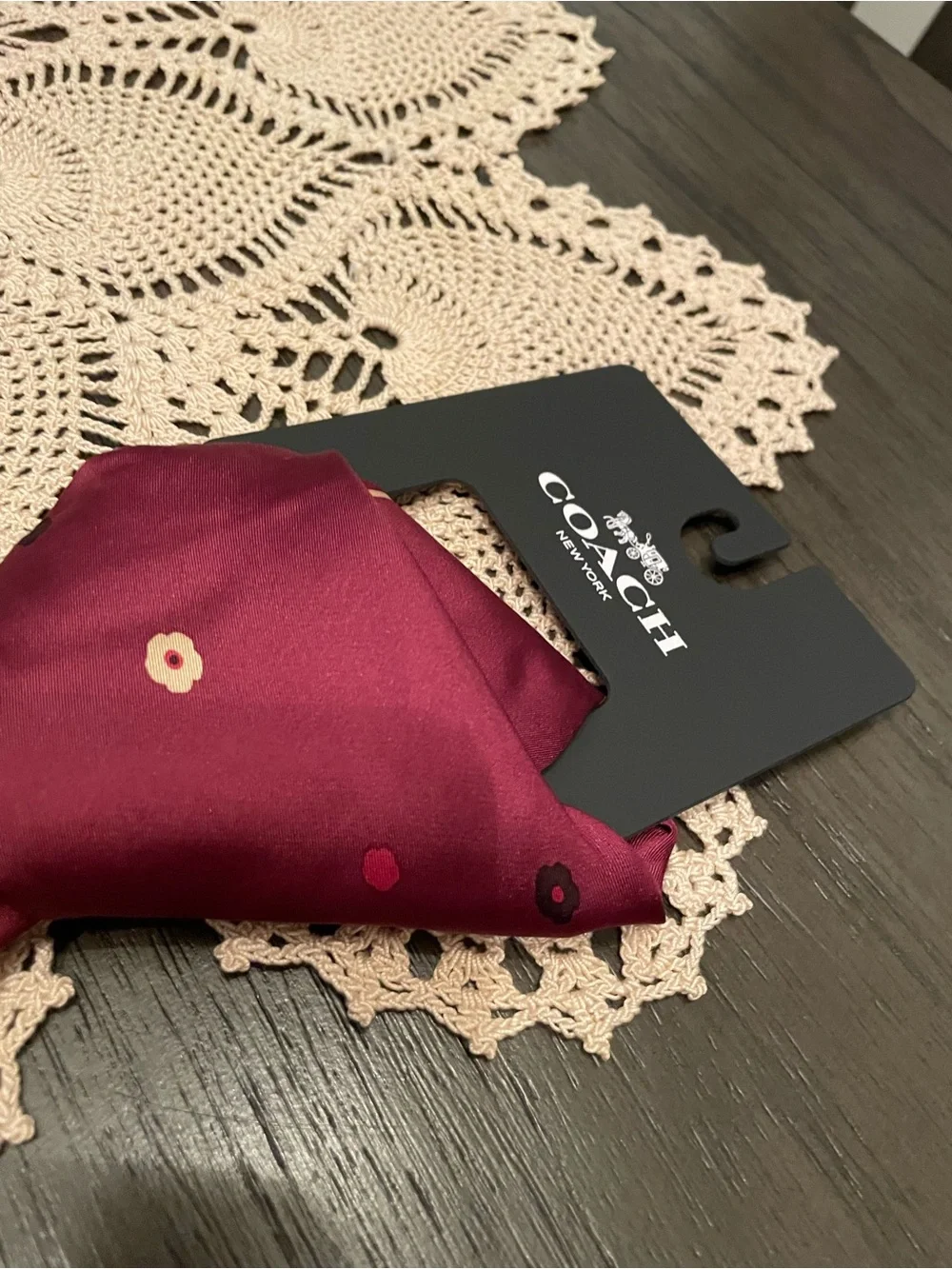 Coach Horse and Carriage Tea Rose Printed Silk Scarf